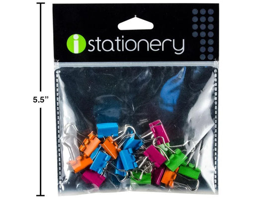 iStationery, 18-Pc Binder Clips, 15mm, zip bag
