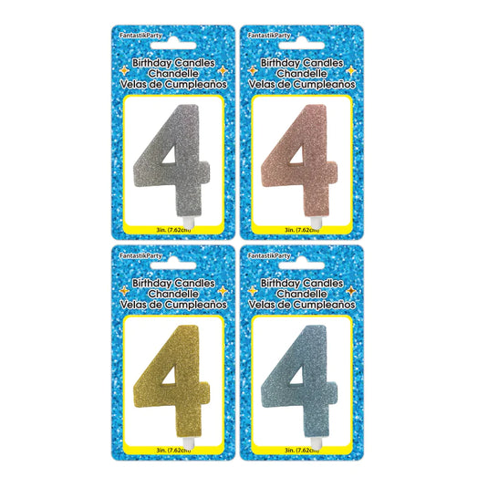 BIRTHDAY CANDLE GLITTER NUMBER 4