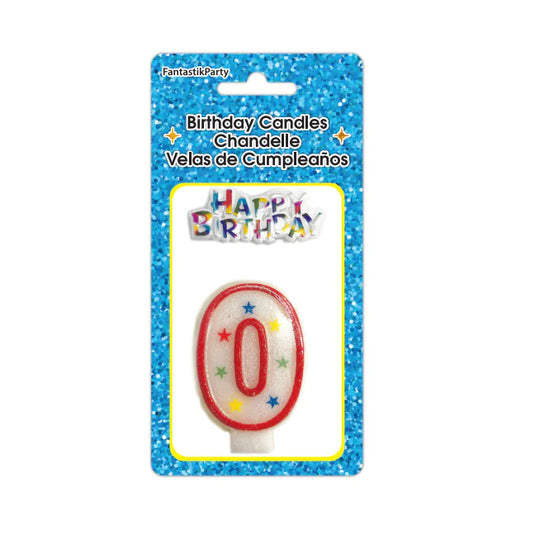 BIRTHDAY CANDLE GIANT GLITTER 0 & SIGN