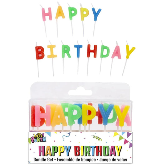 Let's Party Rainbow "HAPPY BIRTHDAY" Candle Set, 13-pk