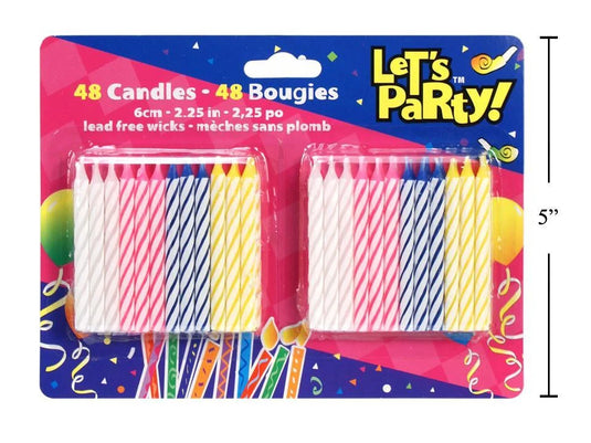 Let's Party, 48-pc Spiral Birthday Candle Set, b/c