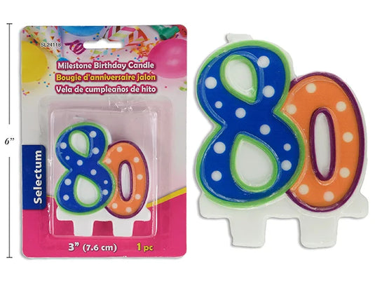 3" MILESTONE BIRTHDAY CANDLE #80