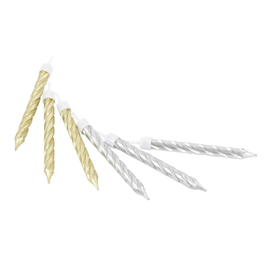 Let's Party, 8-pc Spiral Candle 3", w/holders,