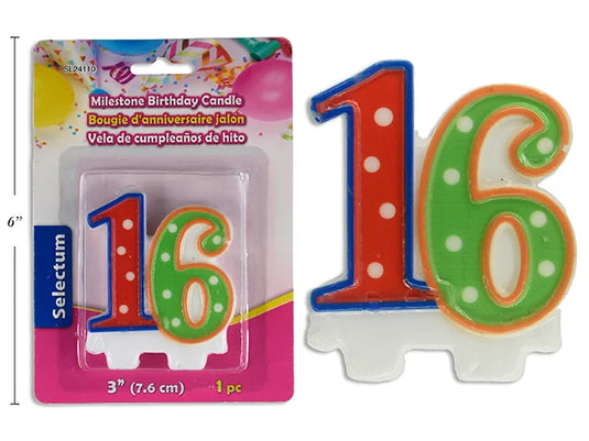 3" MILESTONE BIRTHDAY CANDLE #16