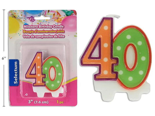 3" MILESTONE BIRTHDAY CANDLE #40