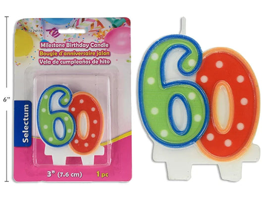 3" MILESTONE BIRTHDAY CANDLE #60
