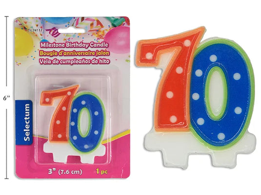 3" MILESTONE BIRTHDAY CANDLE #70