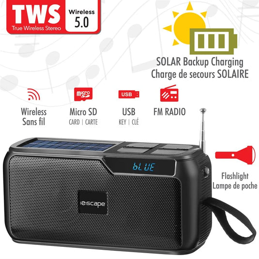 ESCAPE | SOLAR POWERED TWS WIRELESS SPEAKER WITH FM RADIO AND LIGHT
