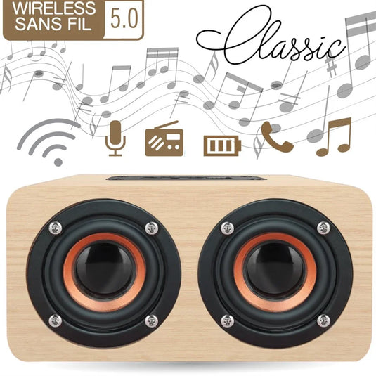 ESCAPE | DUAL WOODEN WIRELESS SPEAKER WITH MICROPHONE, 6W