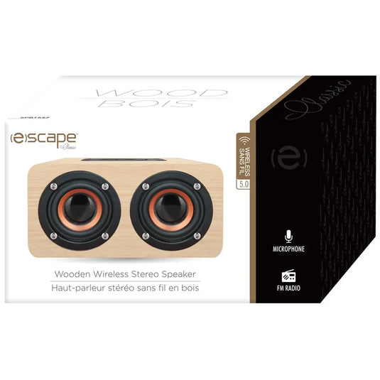 ESCAPE | DUAL WOODEN WIRELESS SPEAKER WITH MICROPHONE, 6W