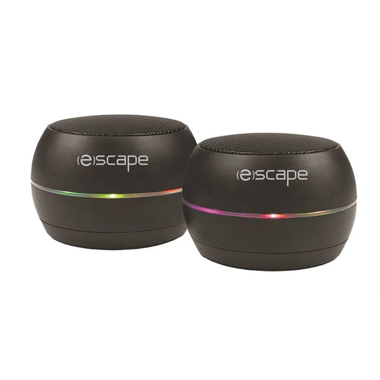 ESCAPE | TWS PAIR OF WIRELESS SPEAKERS WITH LED LIGHT, FM RADIO AND MICROPHONE