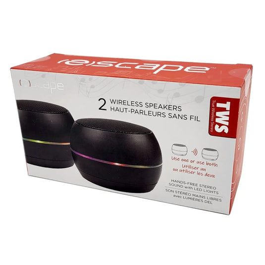 ESCAPE | TWS PAIR OF WIRELESS SPEAKERS WITH LED LIGHT, FM RADIO AND MICROPHONE