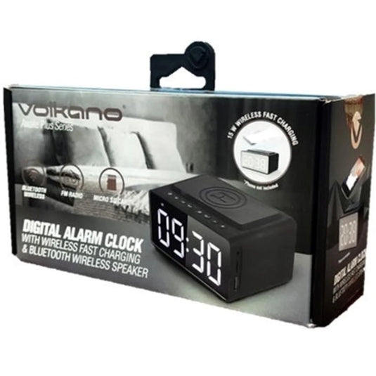 Digital Alarm Clock - Wireless Fast Charging Pad & Speaker