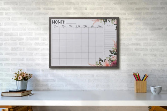 KG Planner Glass Dry Erase Board 18x24", Gray Wood Effect, PS(AZ)