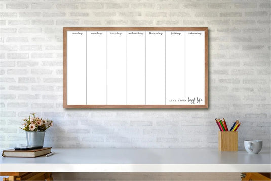 KG Planner Dry Erase Board (Weekly) 12x22in, Magnetic,Espresso, PS (AZ)