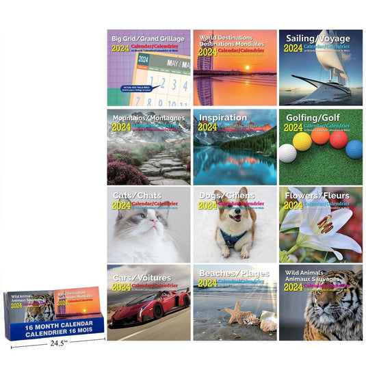 2024 16 Month Calendar, 12"x11" (Bilingual)