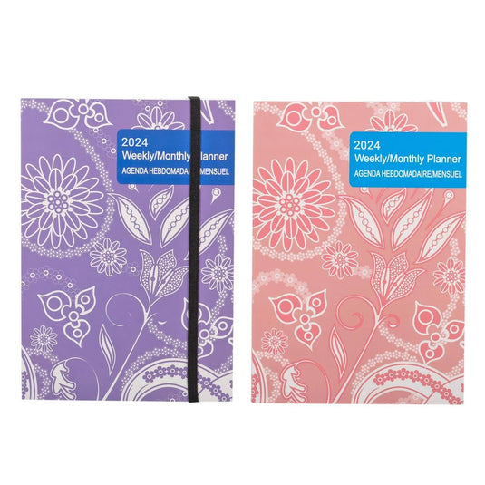 2024 12 Months Hard Cover Weekly/ Monthly Planner,5.6x7.9"