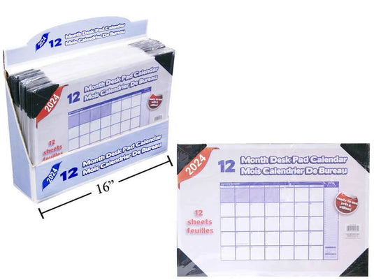 2024 12 Month Desk Pad Calendar (Bilingual), 10.5"x15"
