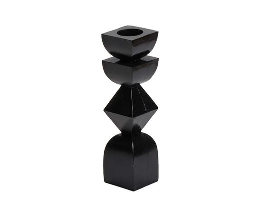 Stacked Geo Candlestick, 5.5"H, polyresin