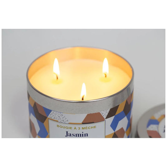 KG 3-Wick Tin Jasmin&Sandalwood Paraffin/Soy Blend Candle (Az)