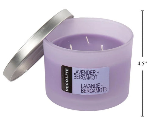 DecoLite Jar Candle w/Lid 9.5oz 3-wick, Lavender+ Bergarmot