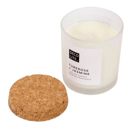 Soy Glass Jar Candle w/Cork Lid, Tuberose, 200/460g, col label,