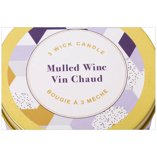 KG 3-Wick Tin Mulled Wine 14Oz Paraffin/Soy Blend Candle (Az)