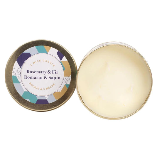 KG 3-Wick Tin Rosemary & Fir 14Oz Paraffin/Soy Blend Candle (Az)