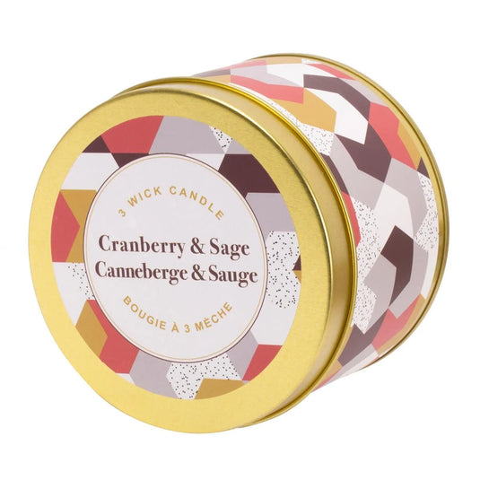 KG 3-Wick Tin Cranberry & Sage 14Oz Paraffin/Soy Blend Candle (Az)