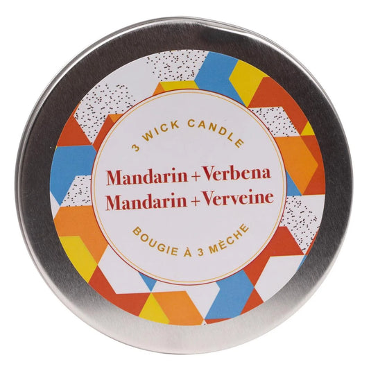 KG 3-Wick Tin Mandarin & Verbena Paraffin/Soy Blend Candle (Az)