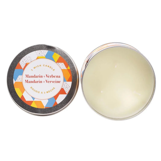 KG 3-Wick Tin Mandarin & Verbena Paraffin/Soy Blend Candle (Az)