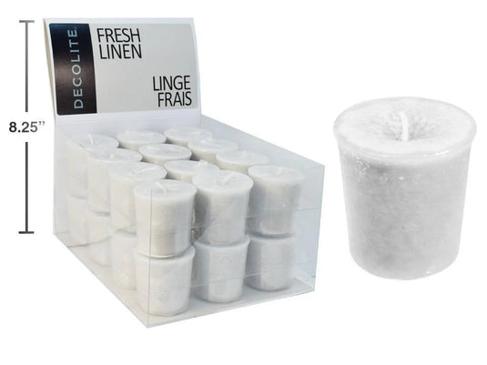 Deco Lite Votive Candle, Fresh Linen, cardboard color label