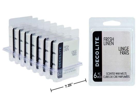 DecoLite 6pc Scented Wax Melts, Fresh Linen, tray