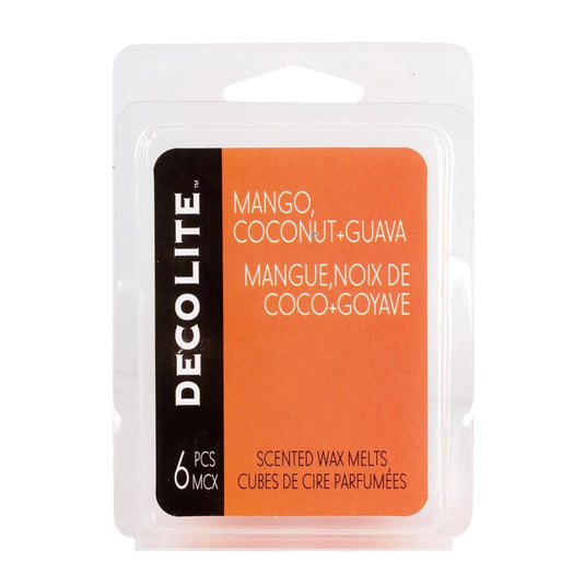 DecoLite 6pc Scented Wax Melts, Mango, Guava + Coconut, tray