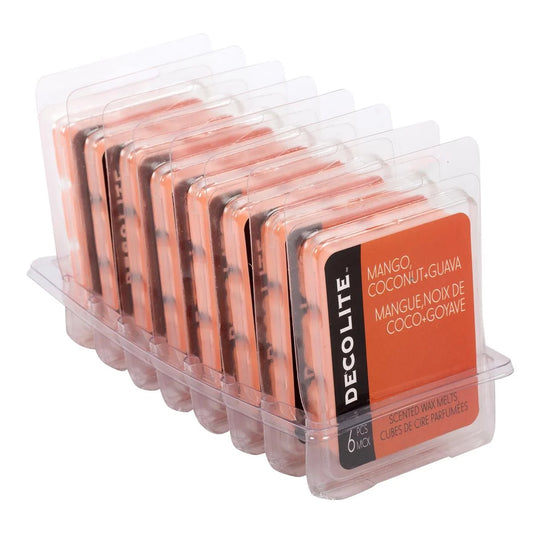 DecoLite 6pc Scented Wax Melts, Mango, Guava + Coconut, tray