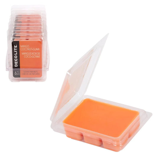 DecoLite 6pc Scented Wax Melts, Mango, Guava + Coconut, tray