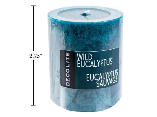 DecoLite Sm.Pillar, Wild Eucalyptus 2.75x2.75", col label w/shrink