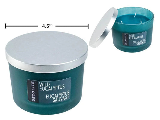 DecoLite Jar Candle w/Lid, 9.5oz, 3-Wick, Wild Eucalyptus, col label