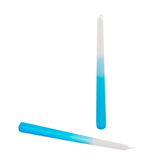 Deco Lite Dipped Tapers Set/2, 10", Sky Blue, PVC box