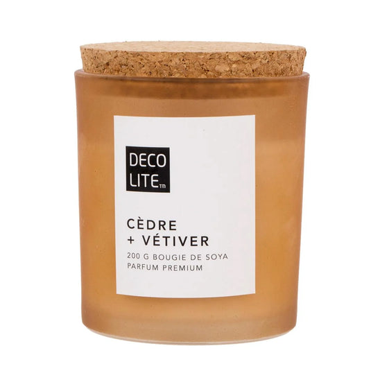 Soy Glass Jar Candle w/Cork Lid, Cedarwood, 200/460g, col label