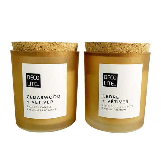 Soy Glass Jar Candle w/Cork Lid, Cedarwood, 200/460g, col label