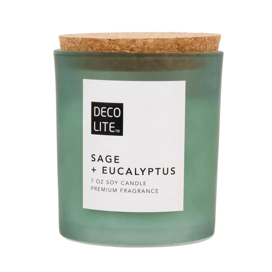 Soy Glass Jar Candle w/Cork Lid, Sage, 200/460g, col label,