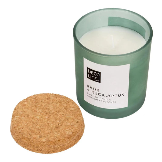 Soy Glass Jar Candle w/Cork Lid, Sage, 200/460g, col label,