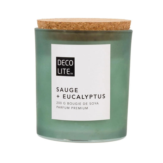 Soy Glass Jar Candle w/Cork Lid, Sage, 200/460g, col label,