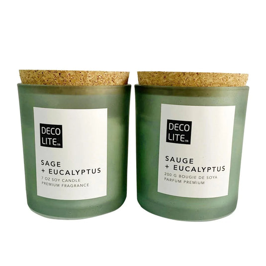 Soy Glass Jar Candle w/Cork Lid, Sage, 200/460g, col label,