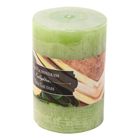 KG Enlighten 4" Scented Pillar Thai Lemongrass (Az)