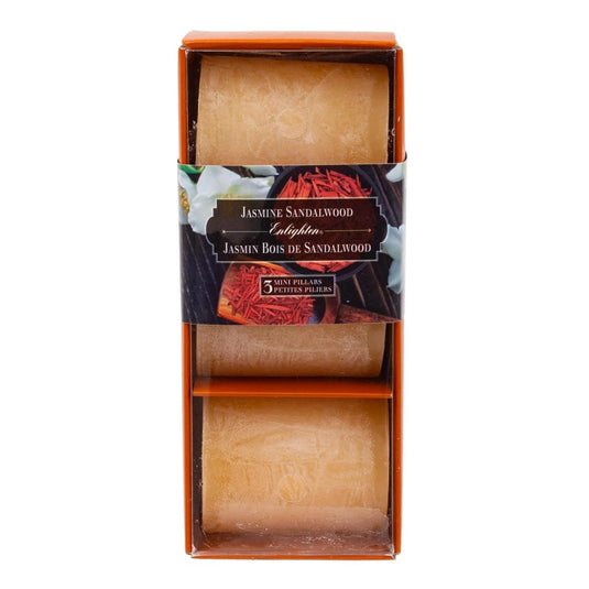 KG Enlighten 3Pk 2" Min Pillars Scented, Jasmine Sandalwood (Az)