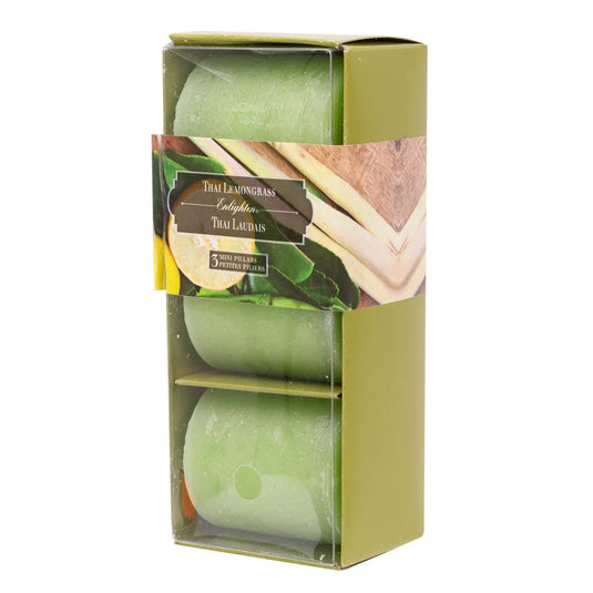 KG Enlighten 3Pk 2" Min Pillars Scented, Thai Lemongrass (Az)