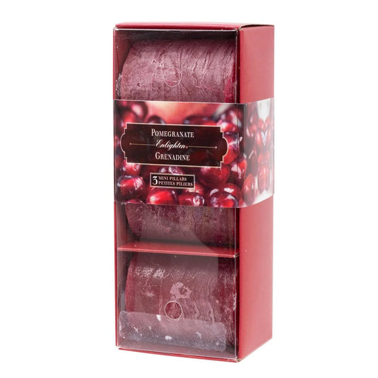 KG Enlighten 3Pk 2" Min Pillars Scented, Pomegranate (Az)