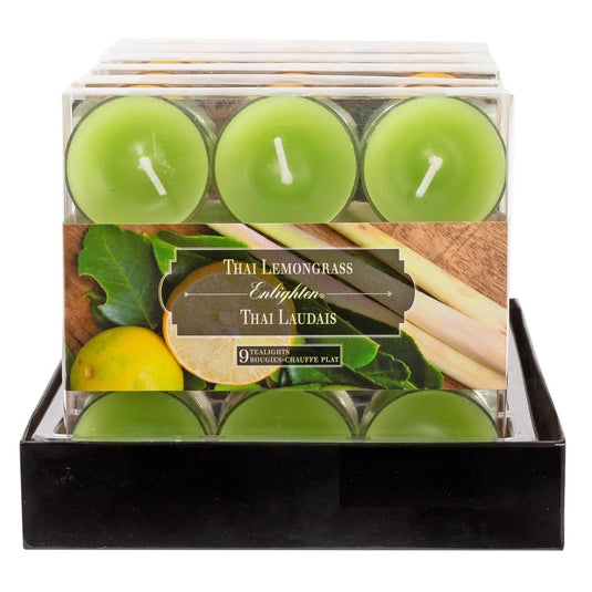KG Enlighten 9Pk Clearcup T-Light Scented, Thai Lemongrass (Az)
